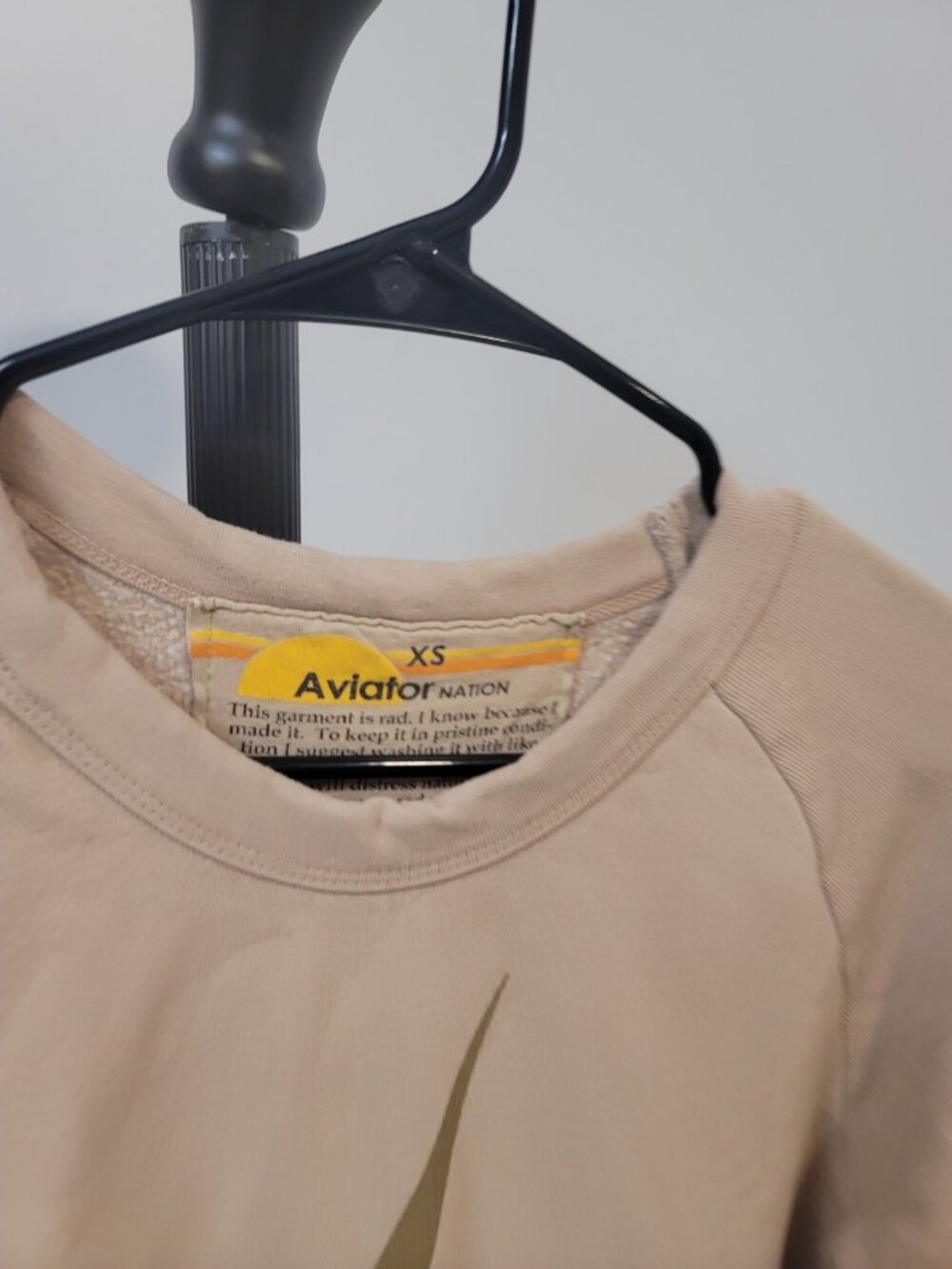 Aviator Nation Lightning Bolt Cream Crewneck Sweatshirt Sz XS Raglan Pullover - Picture 3 of 7